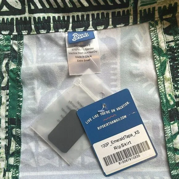 NWT LIMITED EDITION EMERALD TAPA RIPSKIRT HAWAII SIZE XS LENGTH 1