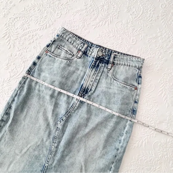 NWT Lulus Blank NYC In My Mind Light Wash Denim High-Rise Maxi Skirt XSmall