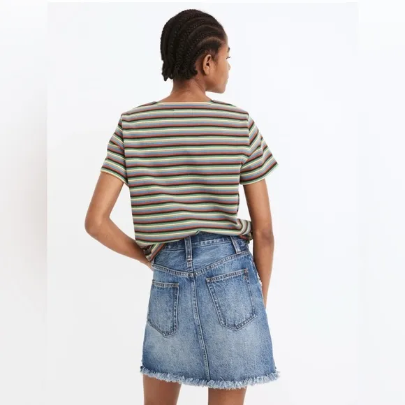 NWT Madewell Rigid Denim Straight Mini Skirt: Destructed Edition - Size 31