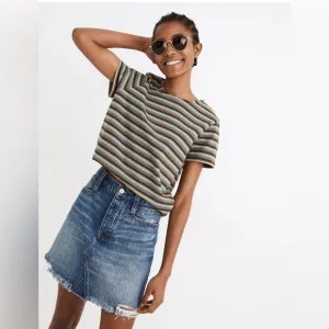 NWT Madewell Rigid Denim Straight Mini Skirt: Destructed Edition - Size 31
