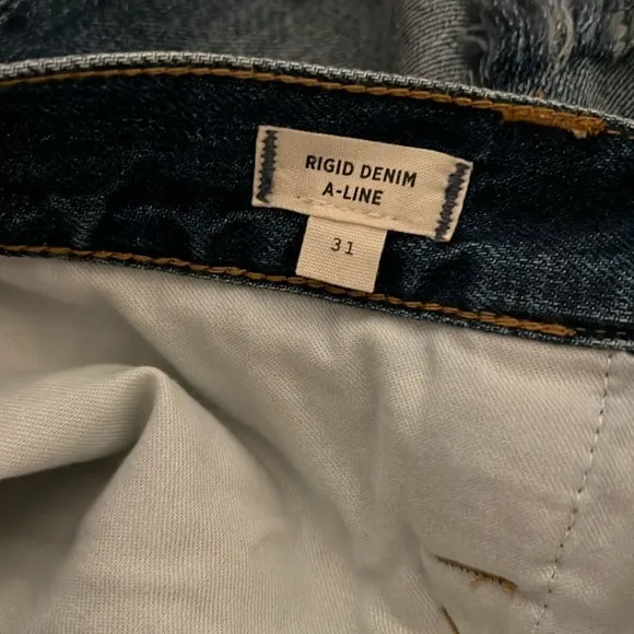 NWT Madewell Rigid Denim Straight Mini Skirt: Destructed Edition - Size 31