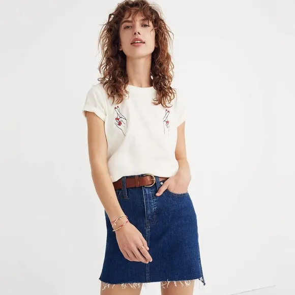 NWT Madewell Stretch Denim Straight Mini Skirt: Step-Hem Edition