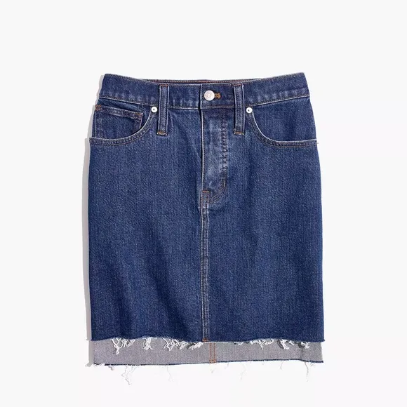 NWT Madewell Stretch Denim Straight Mini Skirt: Step-Hem Edition