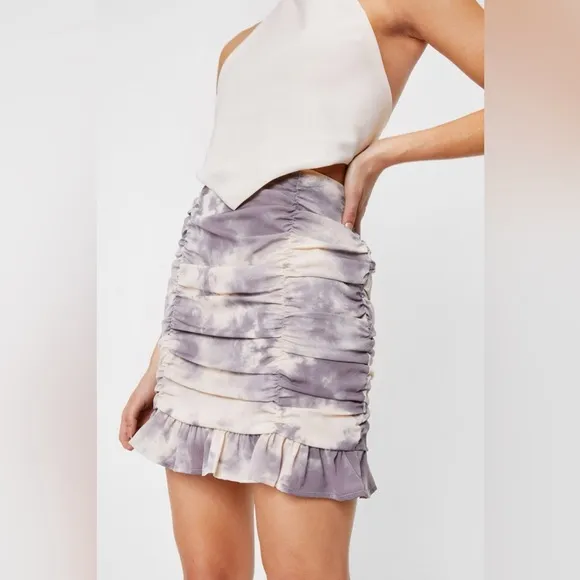 NWT Nasty Gal Tie Dye Print Ruched Mini Skirt Size Small