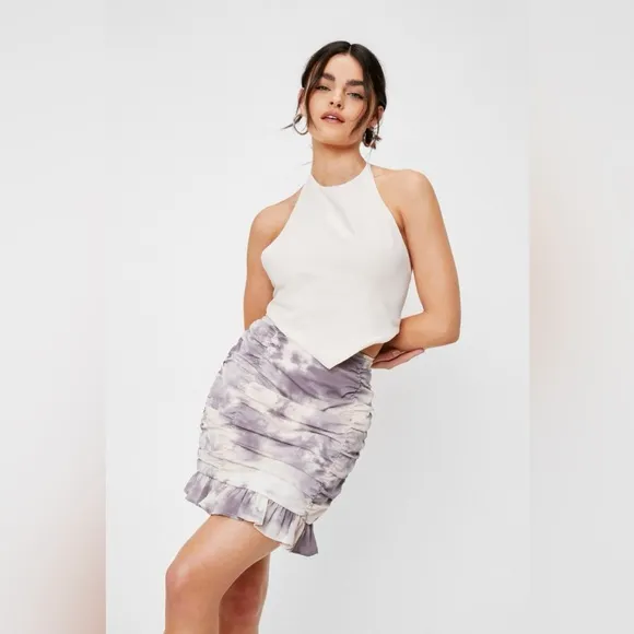 NWT Nasty Gal Tie Dye Print Ruched Mini Skirt Size Small