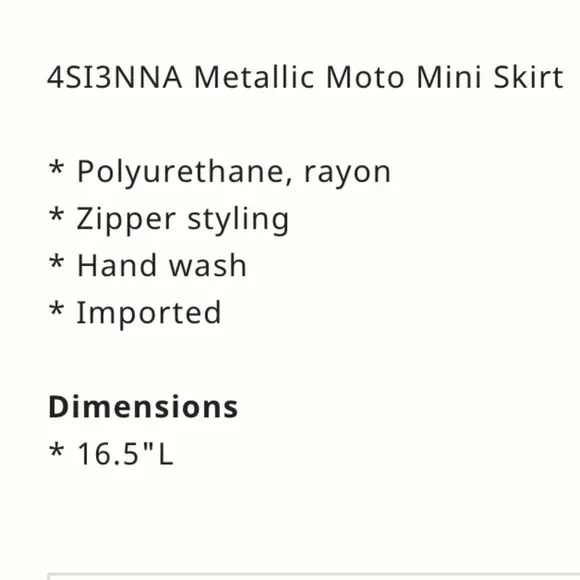 NWT new Anthropologie 4SI3NNA metallic moto mini skirt XS pink zipper front