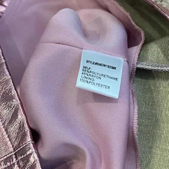 NWT new Anthropologie 4SI3NNA metallic moto mini skirt XS pink zipper front