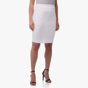 NWT Rekucci Ease Into Comfort Pull-On Stretch White Denim Skirt Size 10