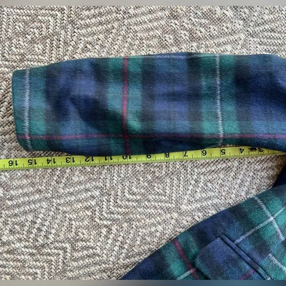 NWT Talbots Petite Women's Green/Navy Blue Plaid Wool Blend Blazer Jacket 12P