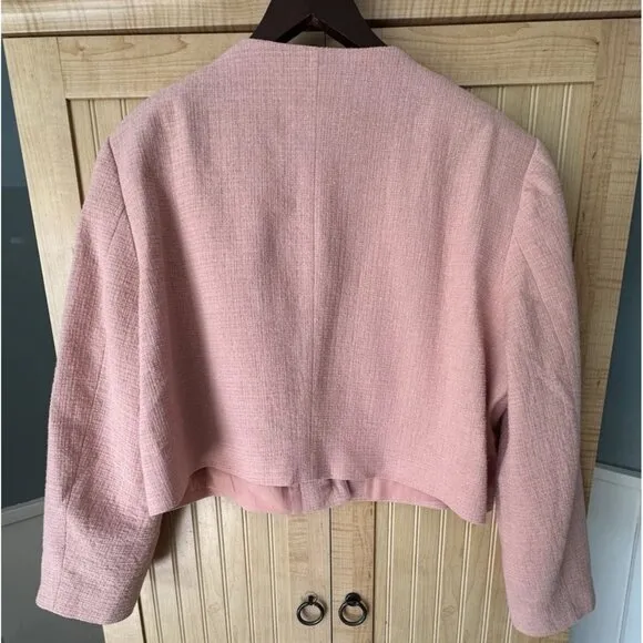 NWT ZARA TEXTURED Crop Jacket Blazer Pink Womens Size XXL Barbie Blogger New