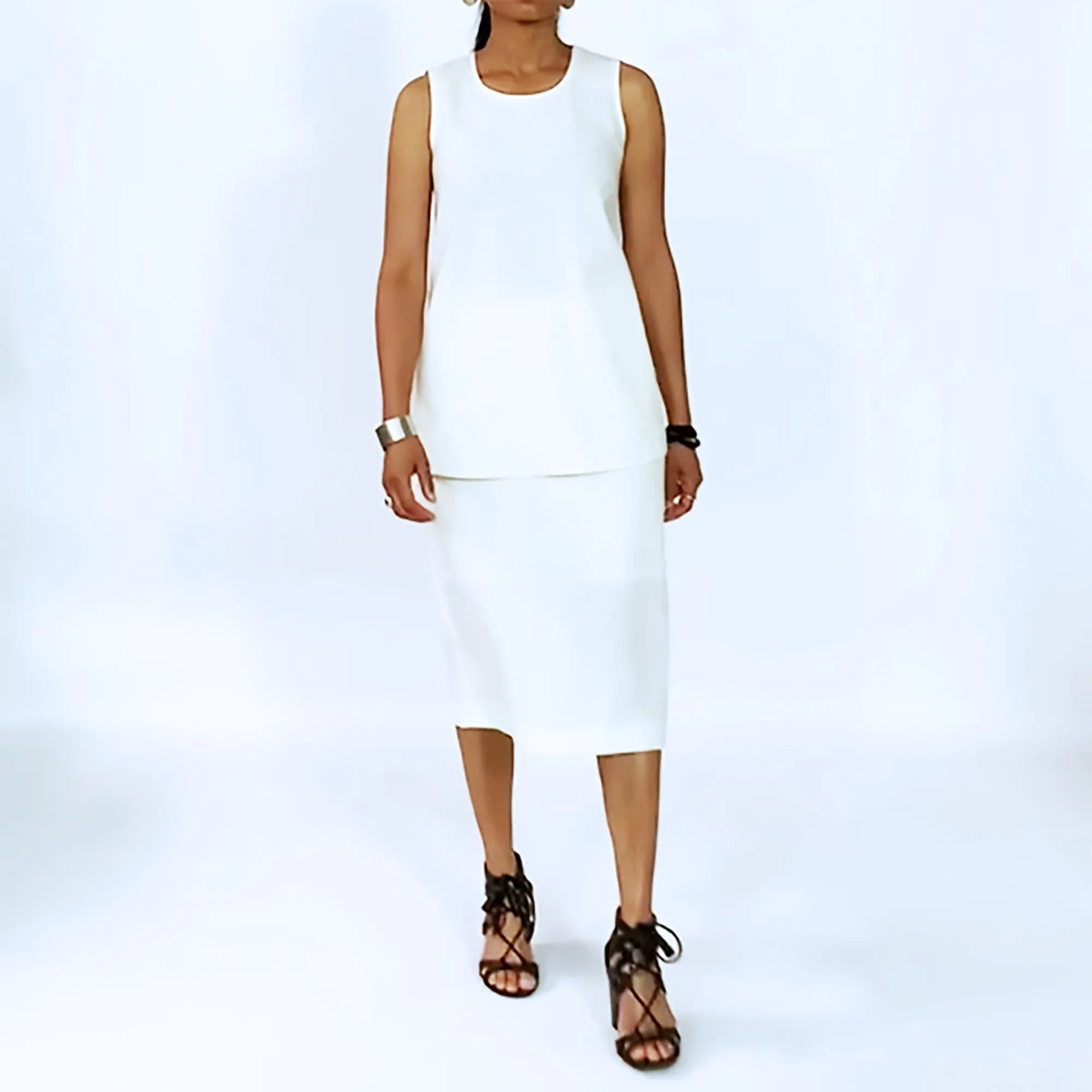 Off White Straight Skirt | ALPHONSINA