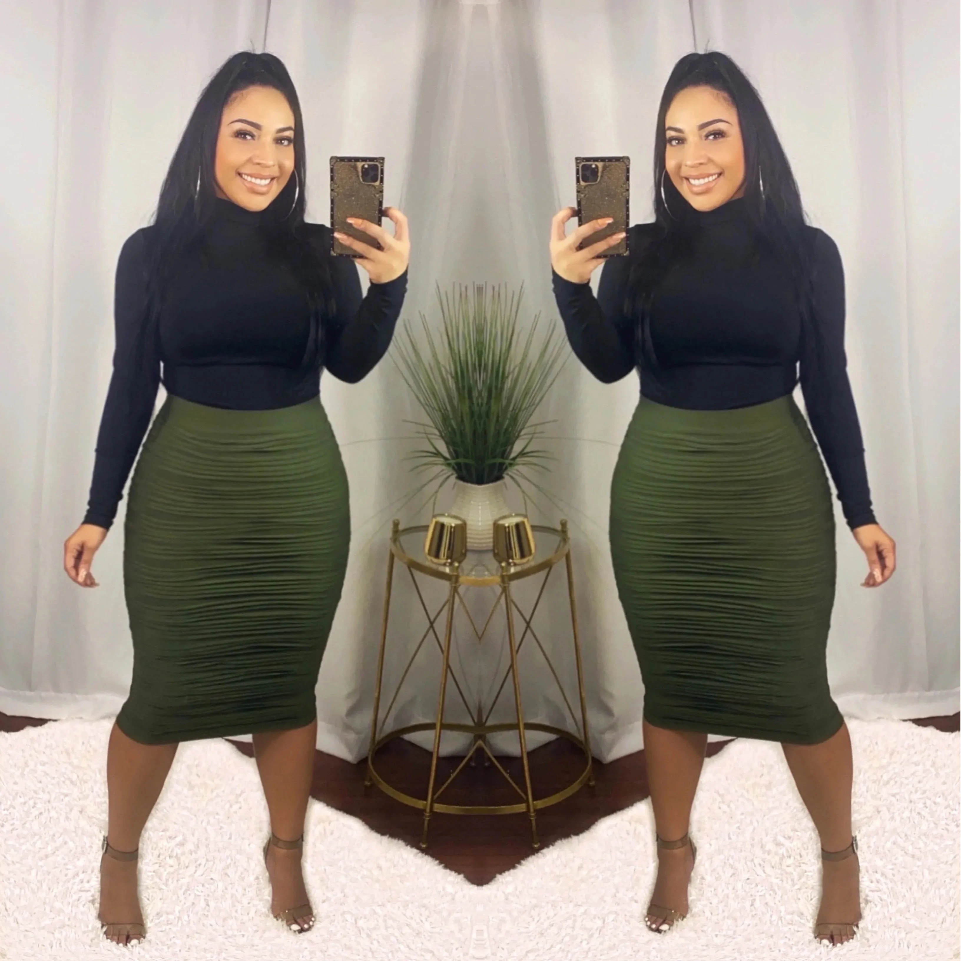 Olive Basic High Waist Spandex Skirt