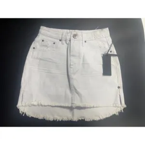 One Teaspoon NWT High Waisted 2020 Mini Denim Skirt in White Beauty 26 MSRP $110