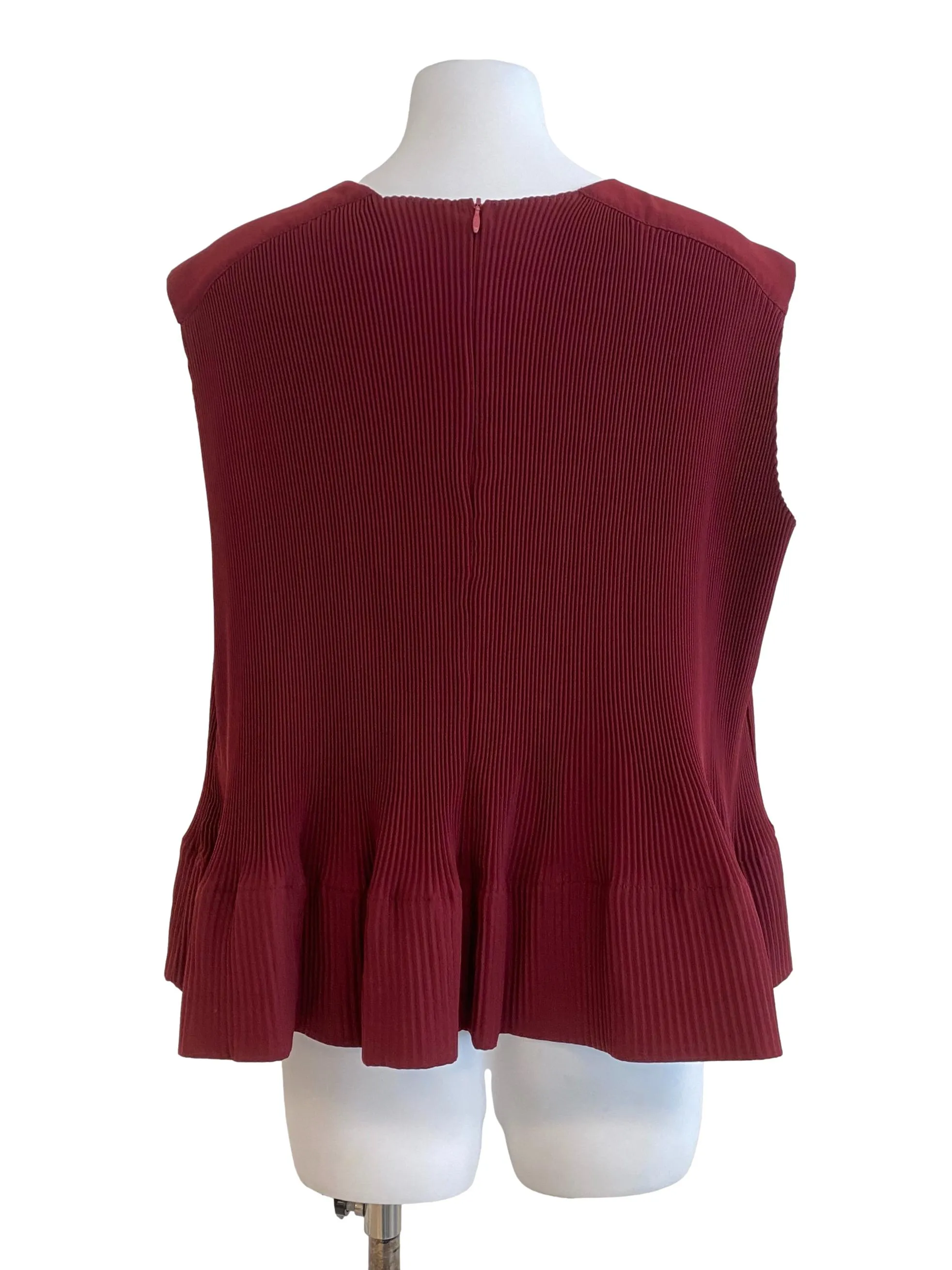 Ox Blood Red Pleated Blouse