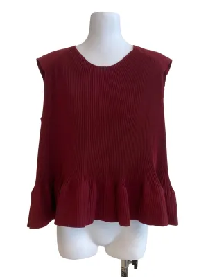 Ox Blood Red Pleated Blouse