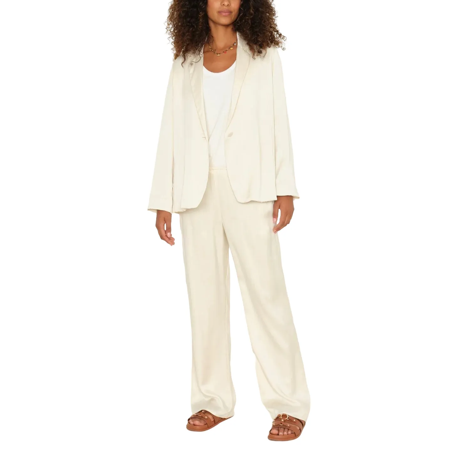 Oyster Shell Bella Silk Pant