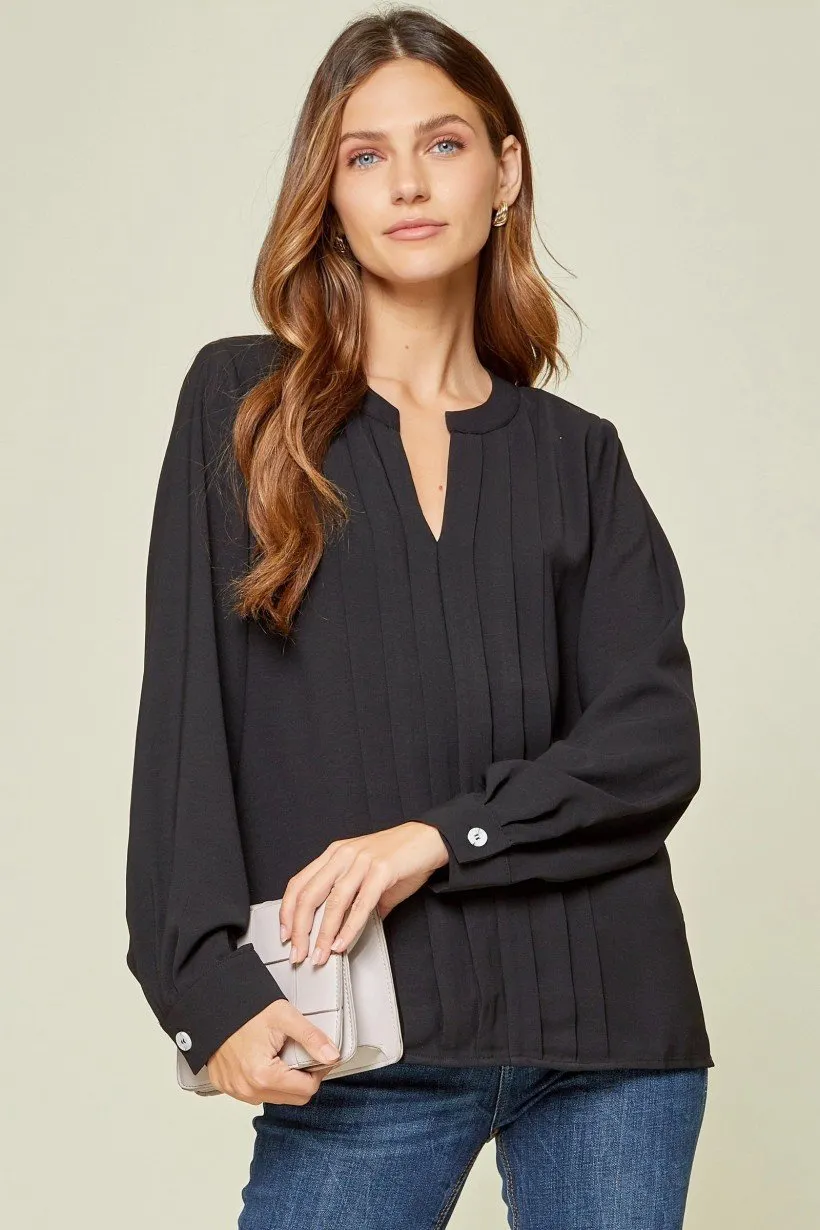 Paula Pleated Blouse - Black
