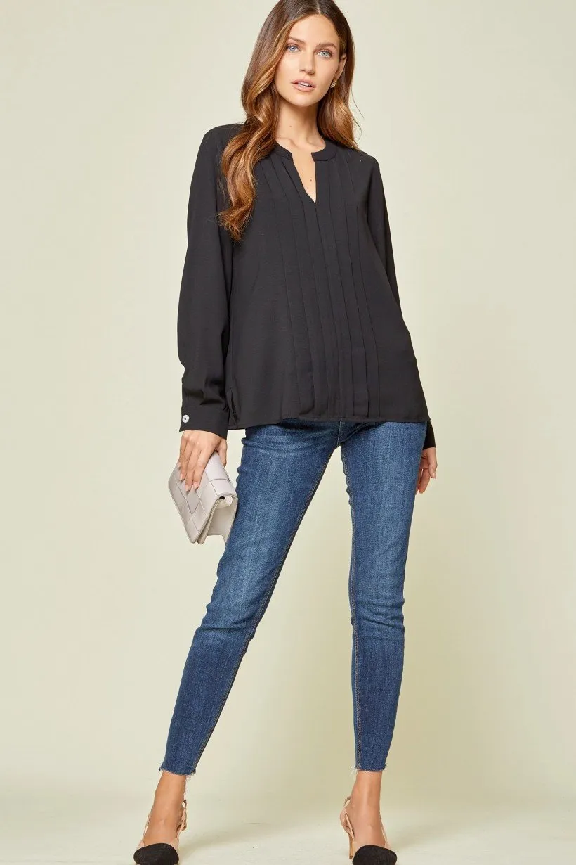 Paula Pleated Blouse - Black