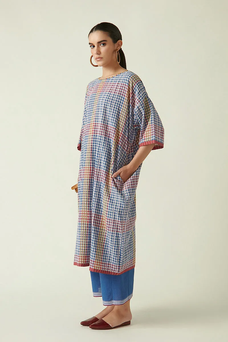 Payal Pratap   I   Arbutus Pesser Free Size Dress Cotton Handloom Blue Transition Edit 4T-17A
