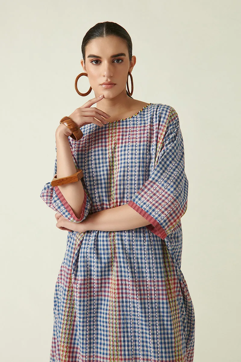 Payal Pratap   I   Arbutus Pesser Free Size Dress Cotton Handloom Blue Transition Edit 4T-17A
