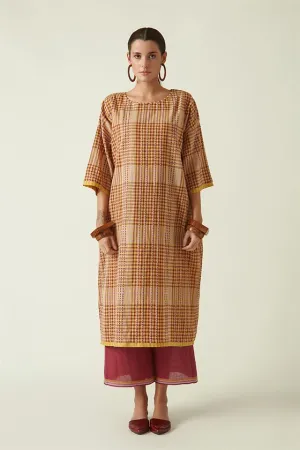 Payal Pratap   I   Bloor Vulpes Free Size Dress Cotton Handloom Mustard Transition Edit 4T-17B
