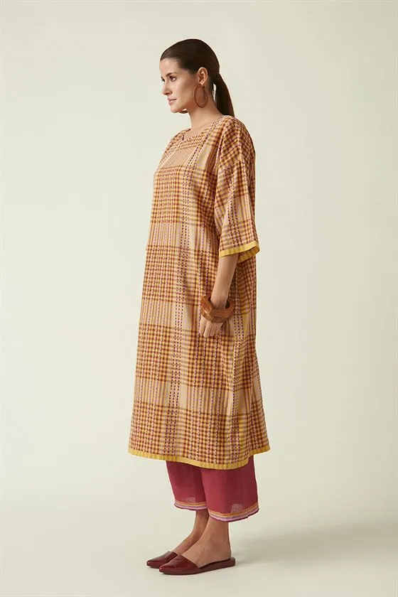 Payal Pratap   I   Bloor Vulpes Free Size Dress Cotton Handloom Mustard Transition Edit 4T-17B