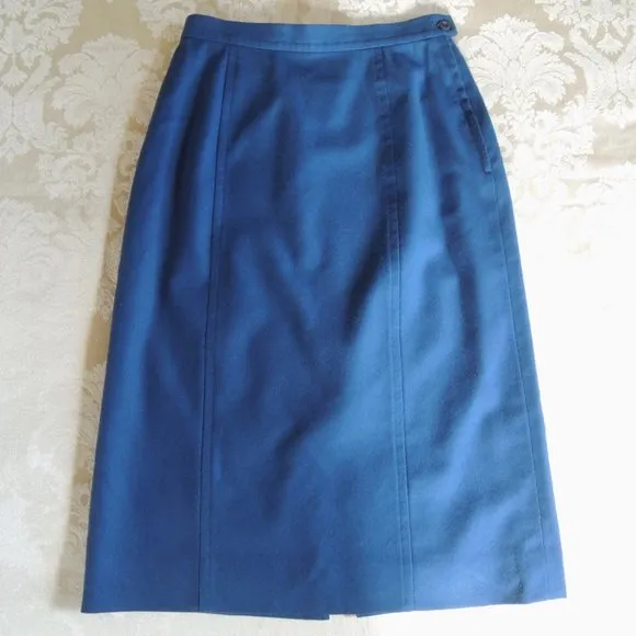 Pendleton Vintage Blue 100% Wool Lined Pencil Skirt 8