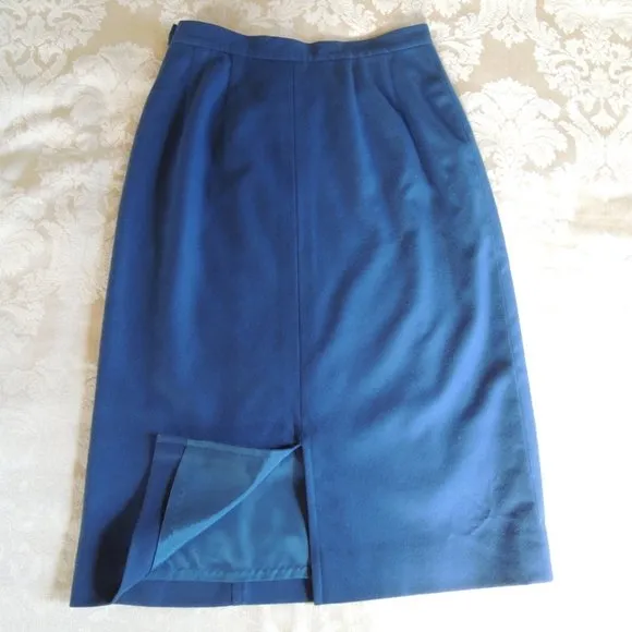 Pendleton Vintage Blue 100% Wool Lined Pencil Skirt 8