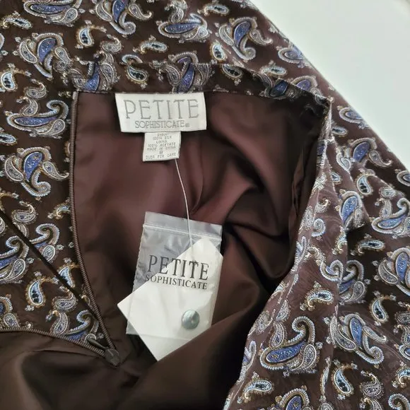 Petite Sophisticate Paisley Print Silk Maxi Skirt | NWT | 8P | Brown Blue Gold