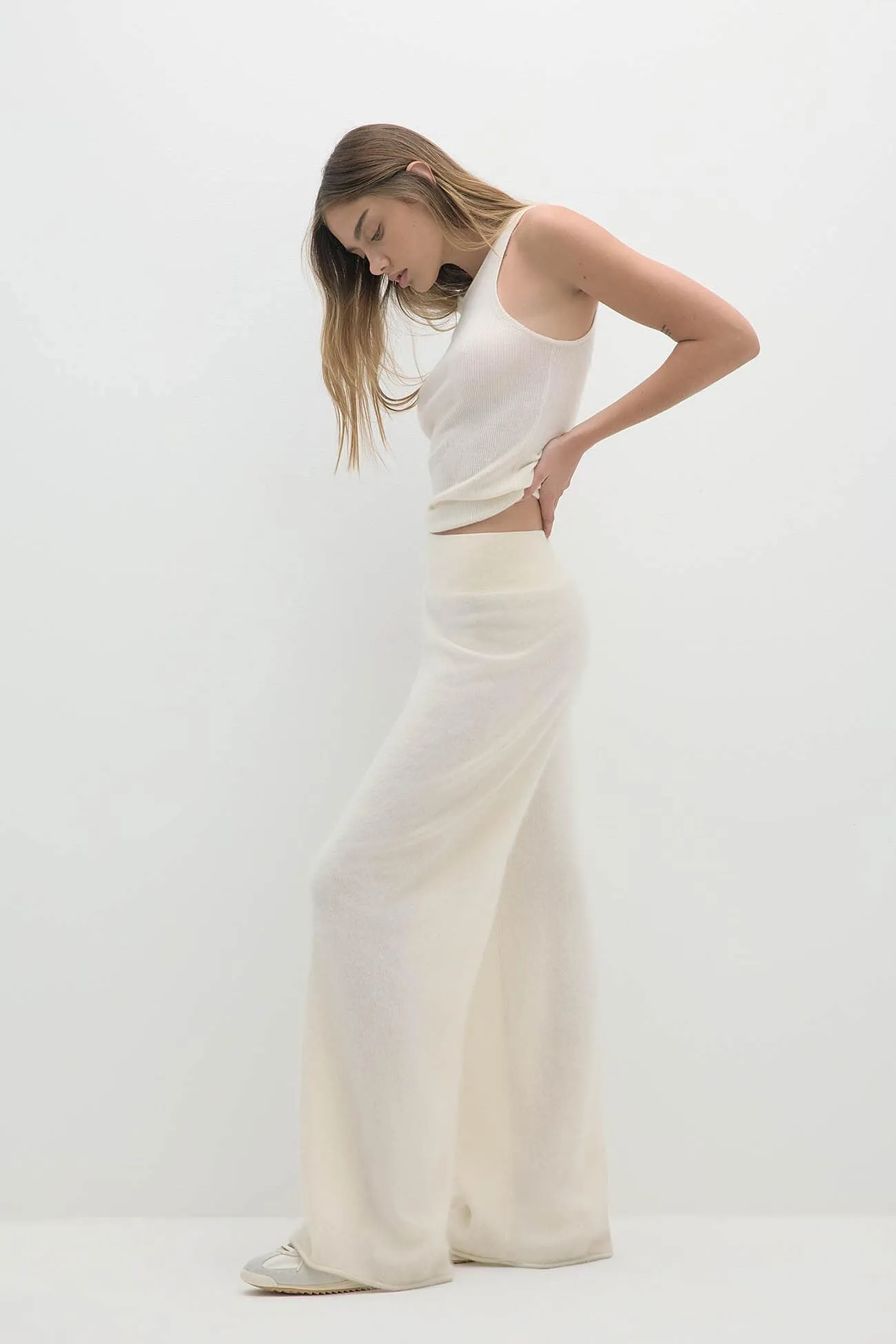 PHILIPA BRUSHED CASHMERE WIDE-LEG PANT