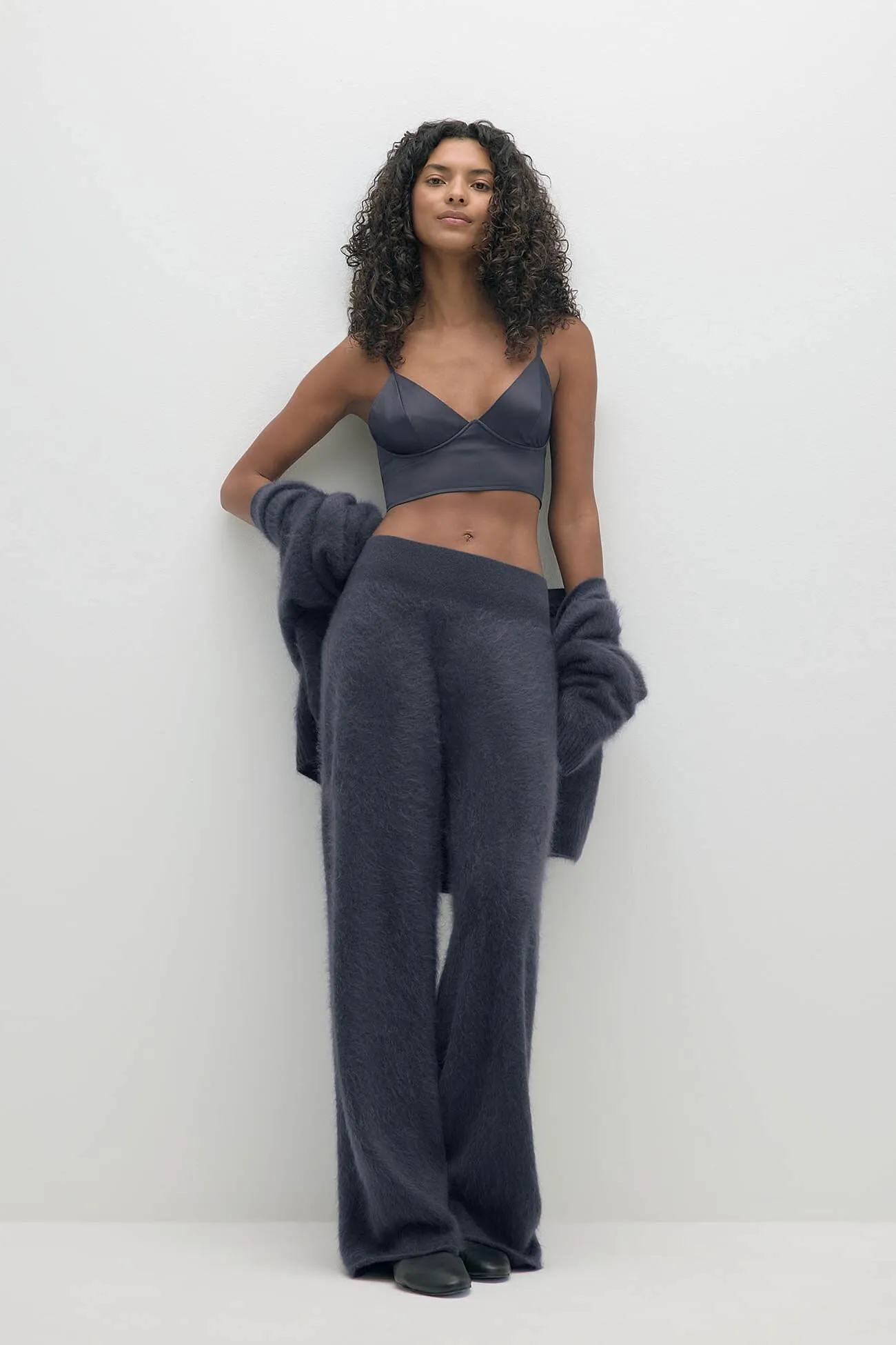 PHILIPA BRUSHED CASHMERE WIDE-LEG PANT
