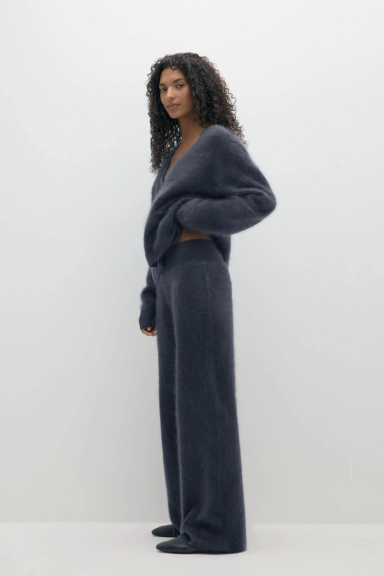 PHILIPA BRUSHED CASHMERE WIDE-LEG PANT