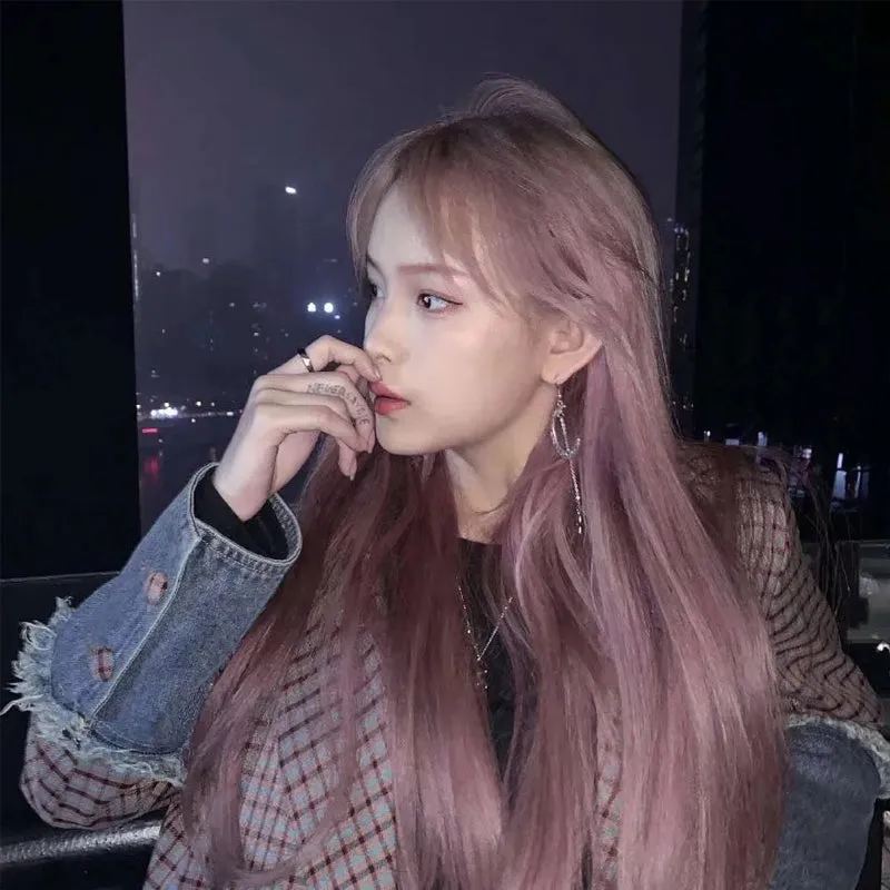 Pink long straight wig KF81406