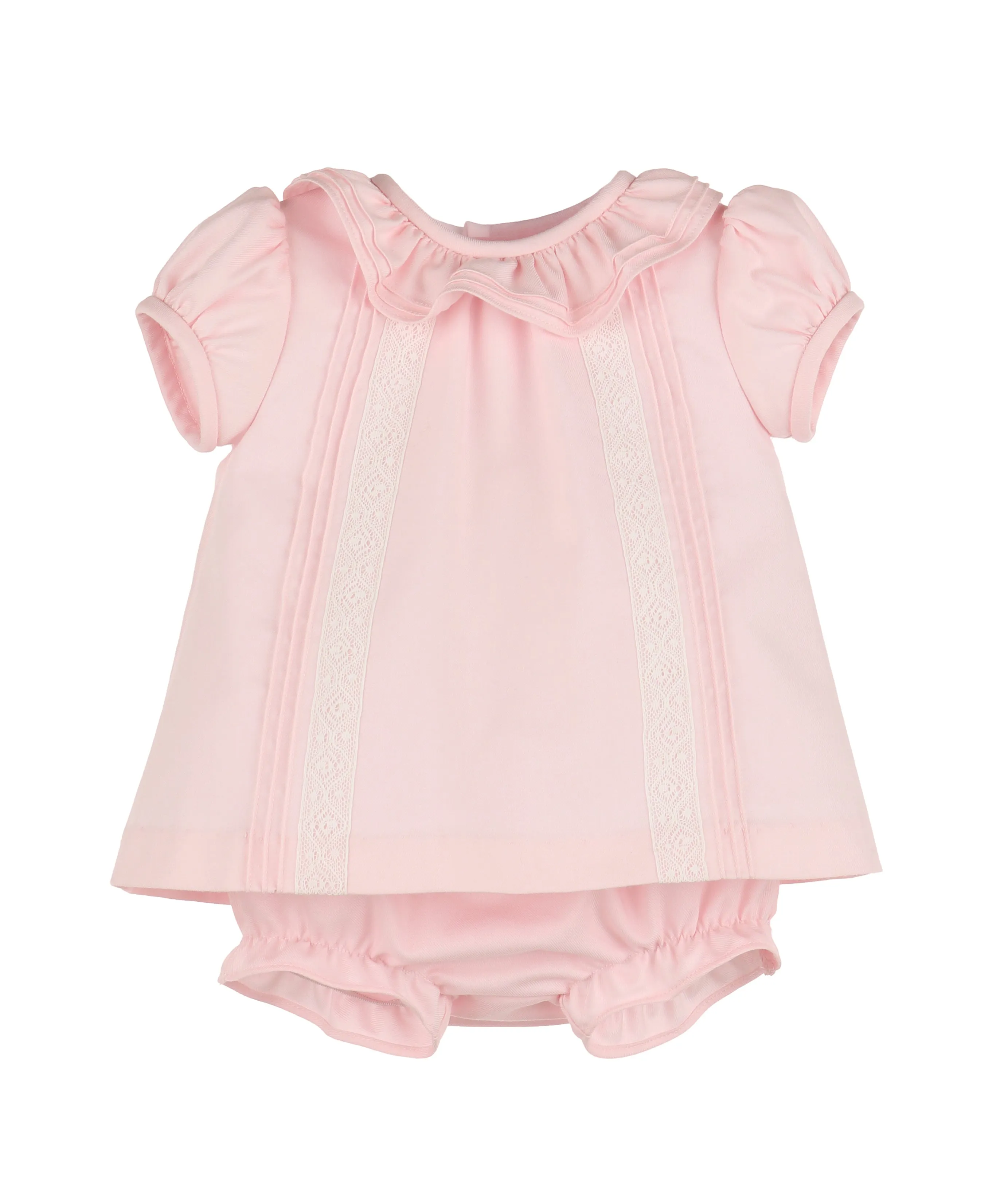 Pink Pintucks & Lace Bishop Set