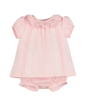 Pink Pintucks & Lace Bishop Set