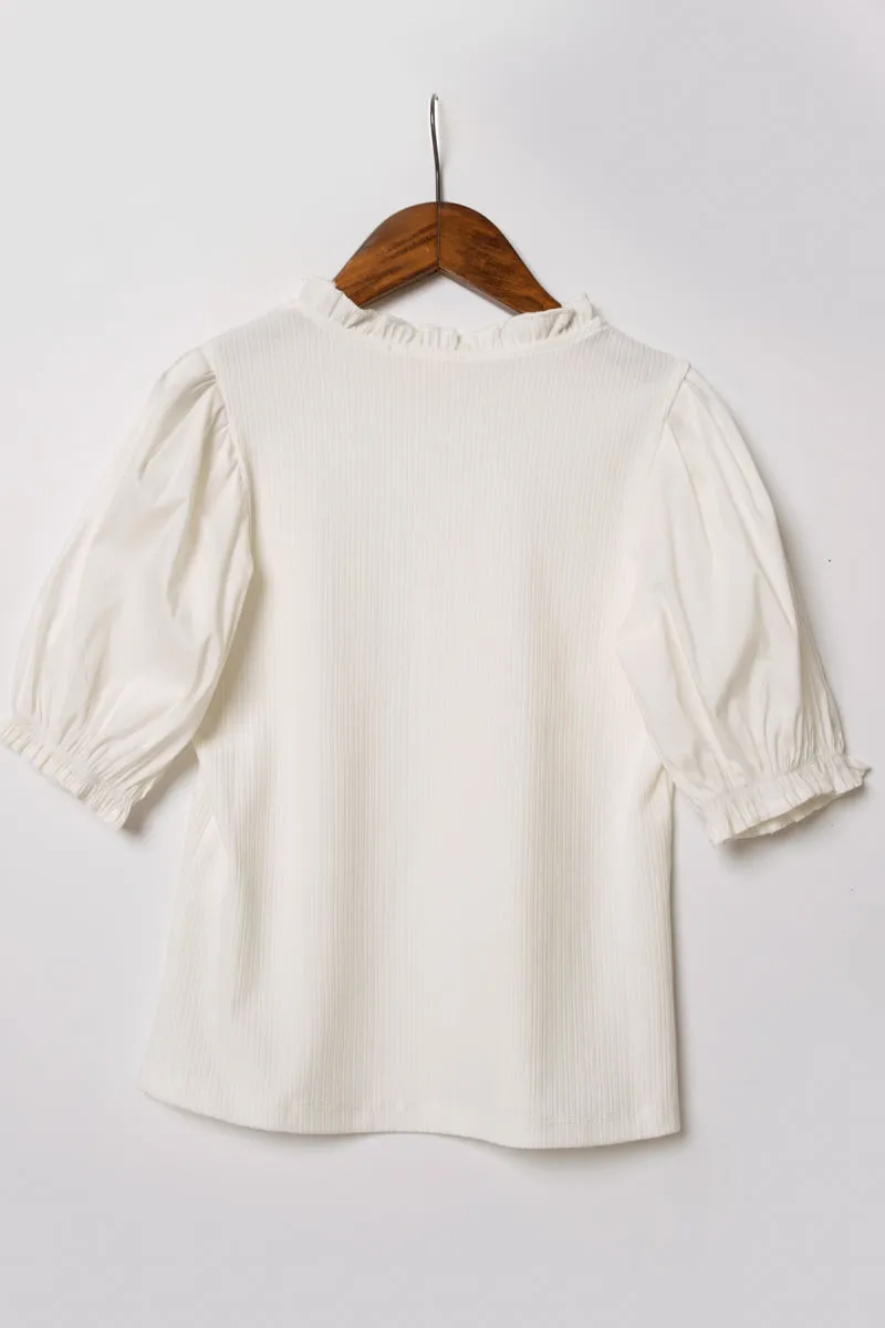 Pleated Cinched Sleeve Top