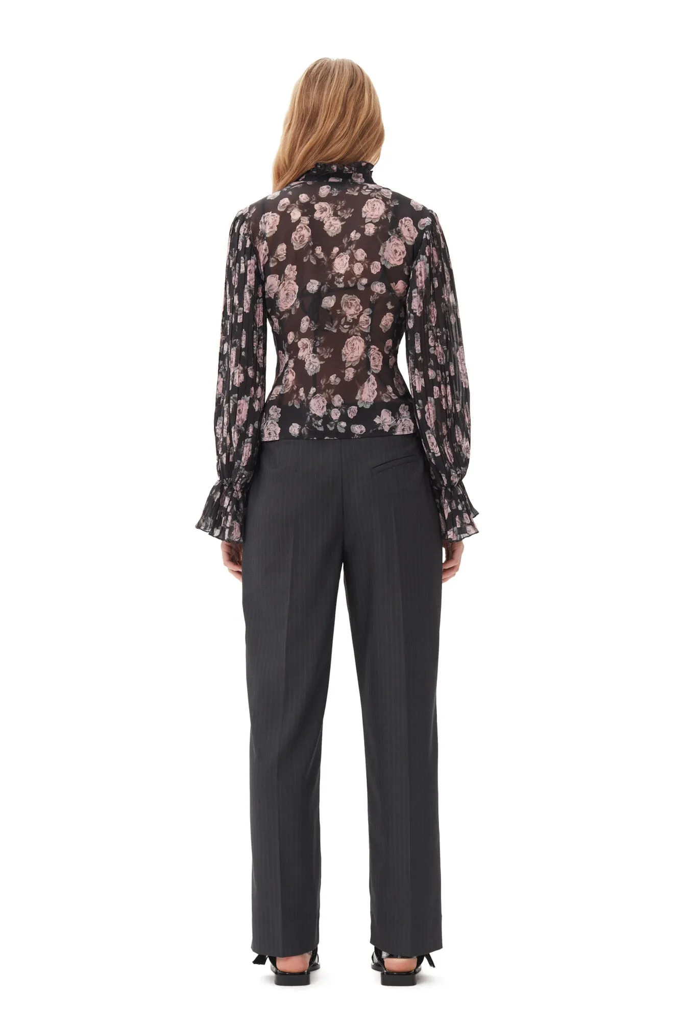 Pleated Georgette Flounce Blouse