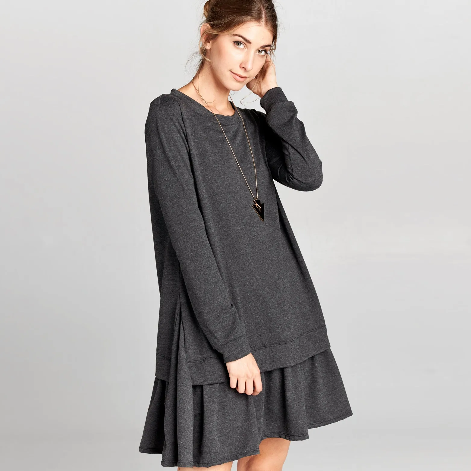 Pleated Hem Sweatshirt Dress