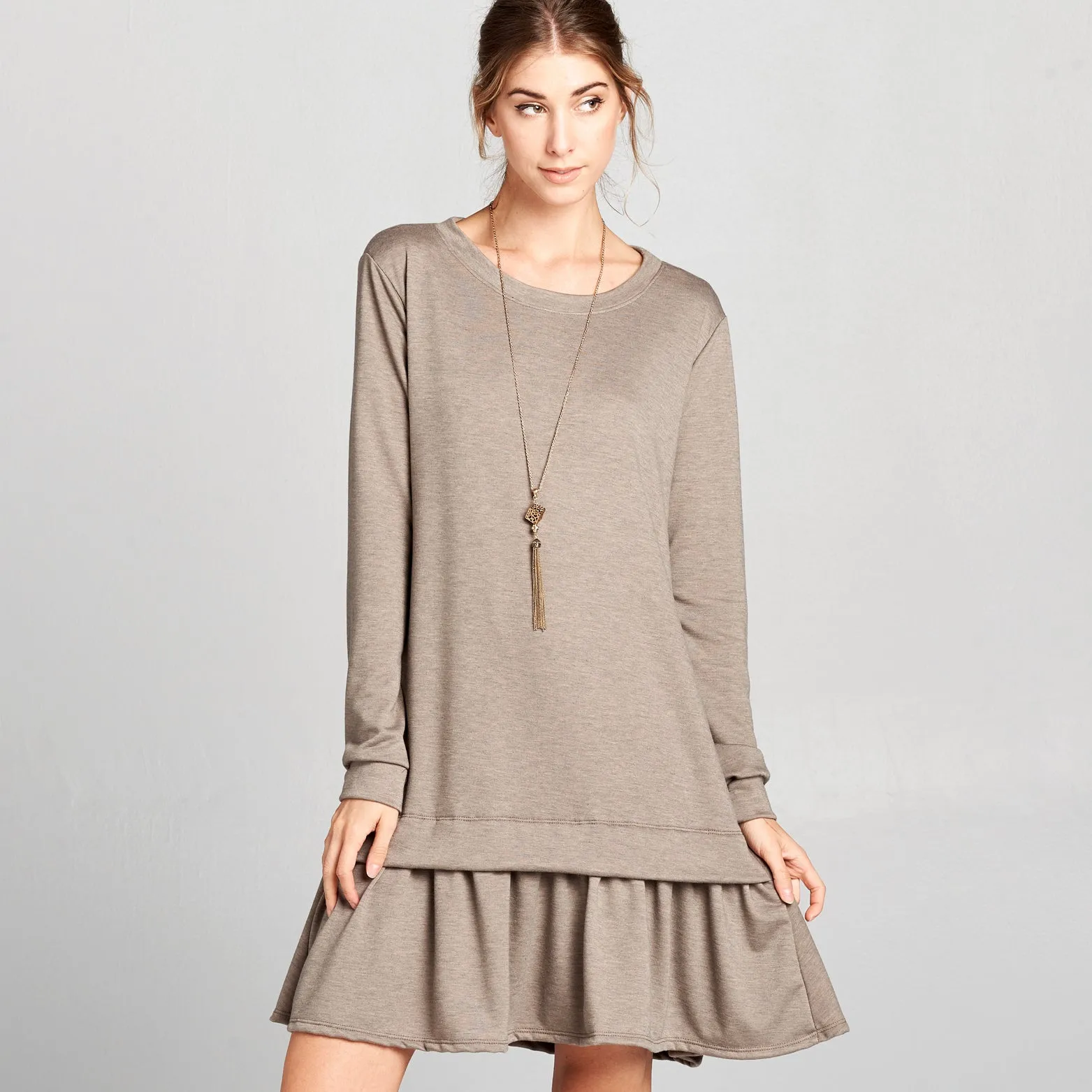 Pleated Hem Sweatshirt Dress