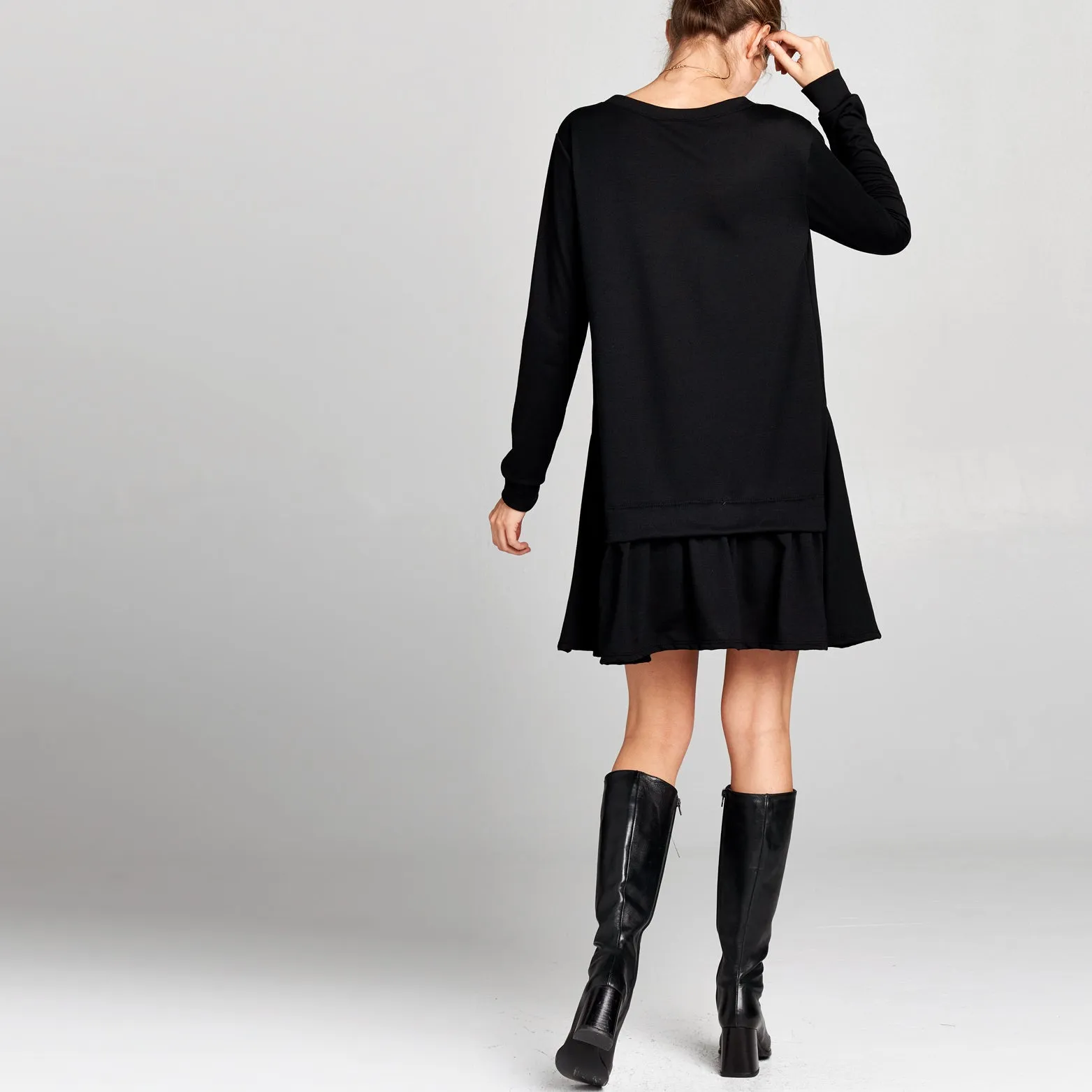 Pleated Hem Sweatshirt Dress