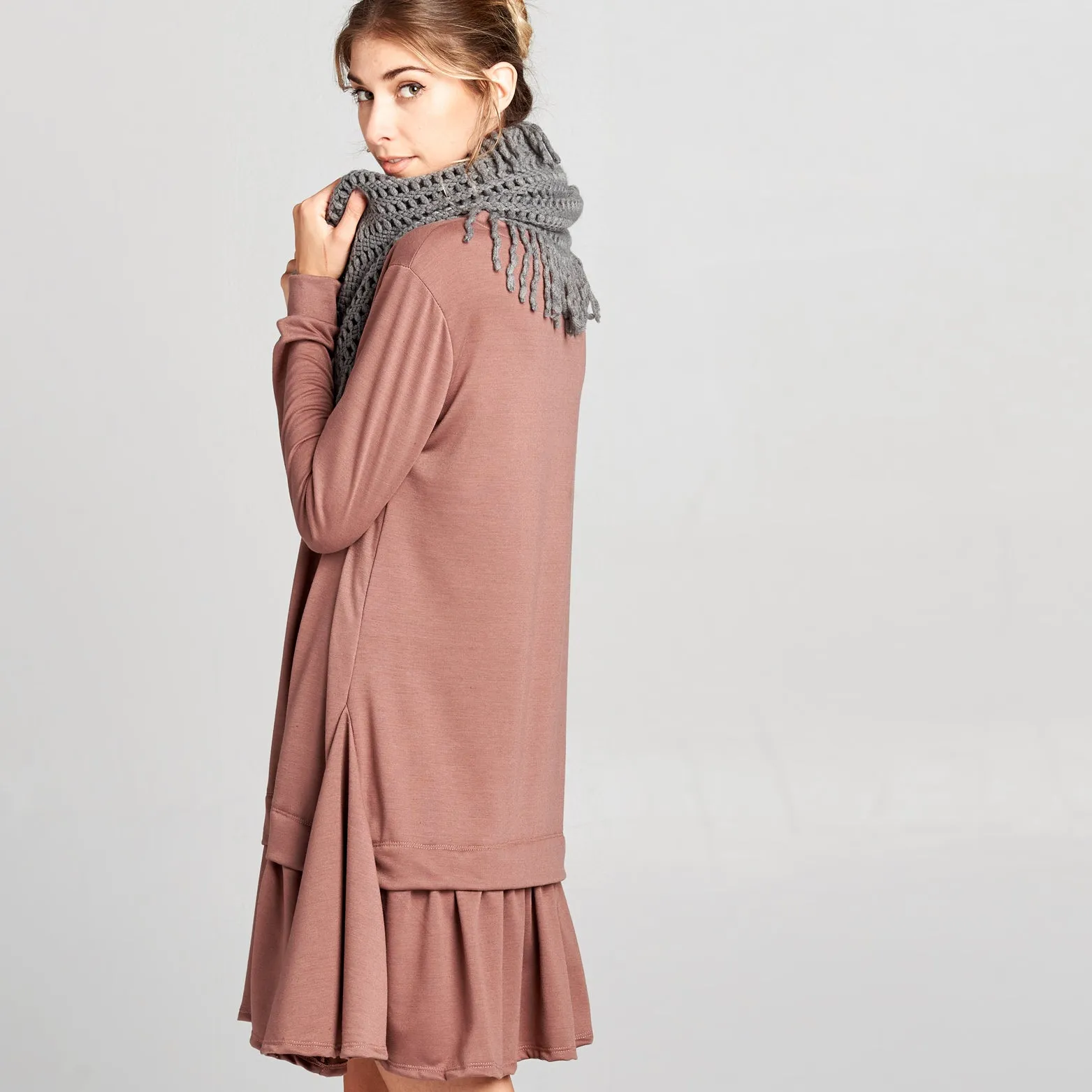 Pleated Hem Sweatshirt Dress