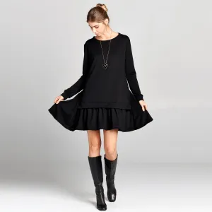 Pleated Hem Sweatshirt Dress