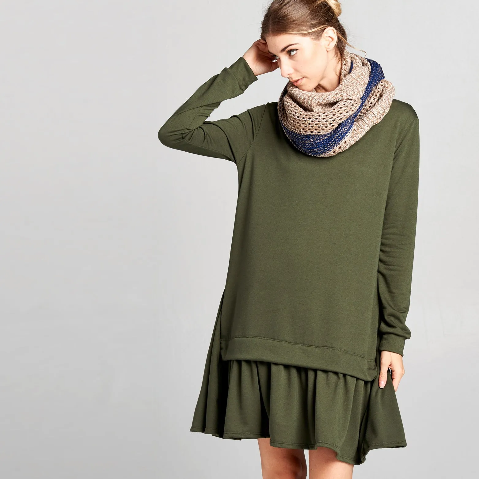 Pleated Hem Sweatshirt Dress