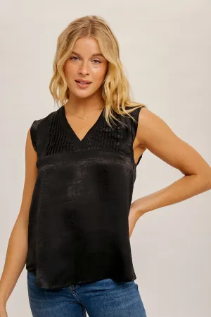 Pleated Split Neck Blouse