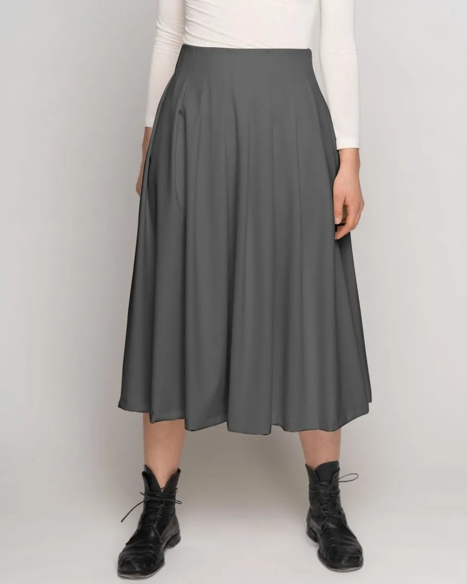 Pleated Waist Midi Skirt