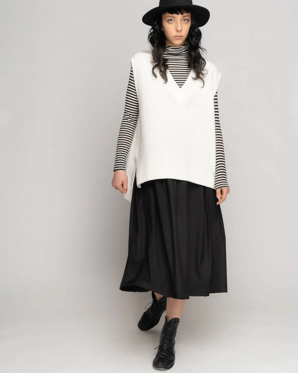 Pleated Waist Midi Skirt
