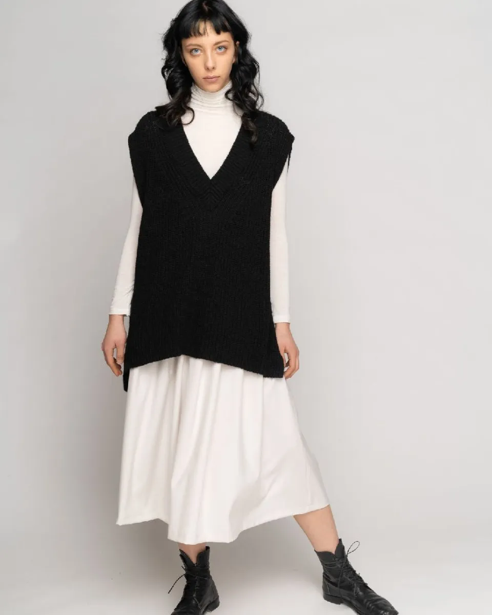 Pleated Waist Midi Skirt