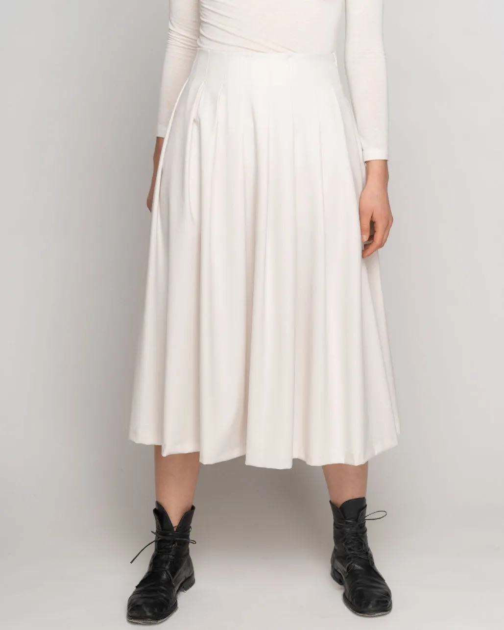 Pleated Waist Midi Skirt