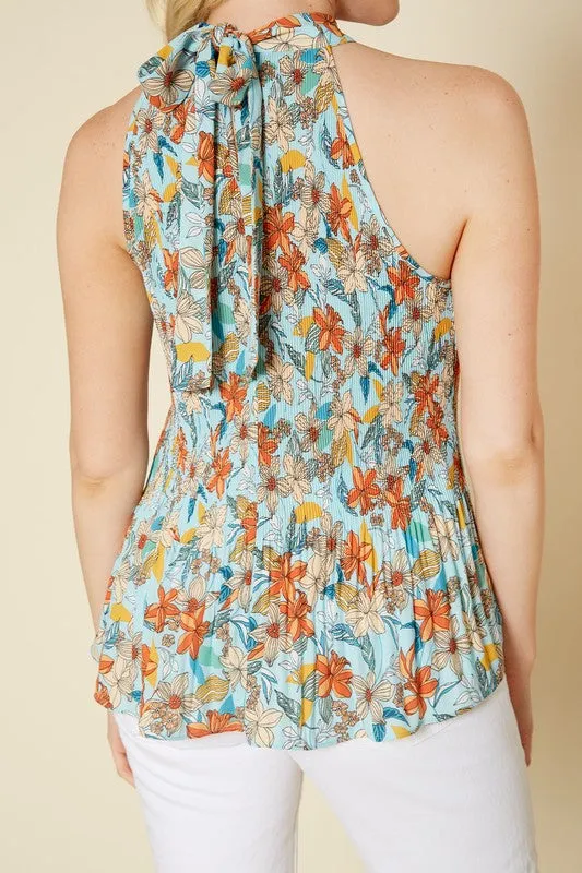 PLEIONE PRINTED PLEATED TANK BLOUSE