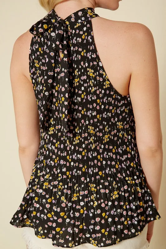 PLEIONE PRINTED PLEATED TANK BLOUSE